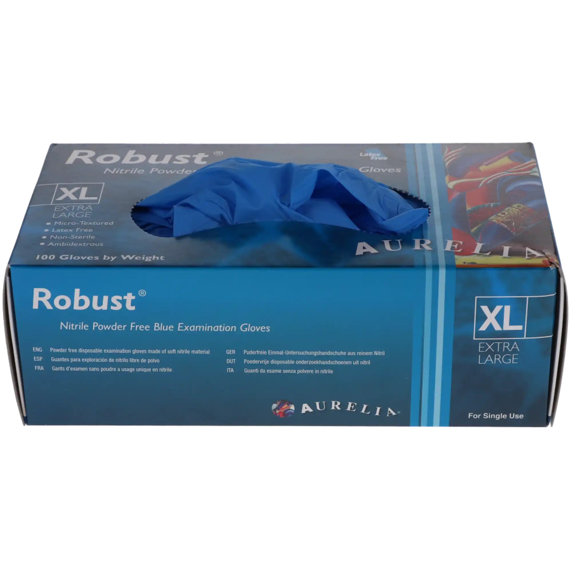 Aurelia Robust Blue Nitrile Gloves X-Large 100/Box