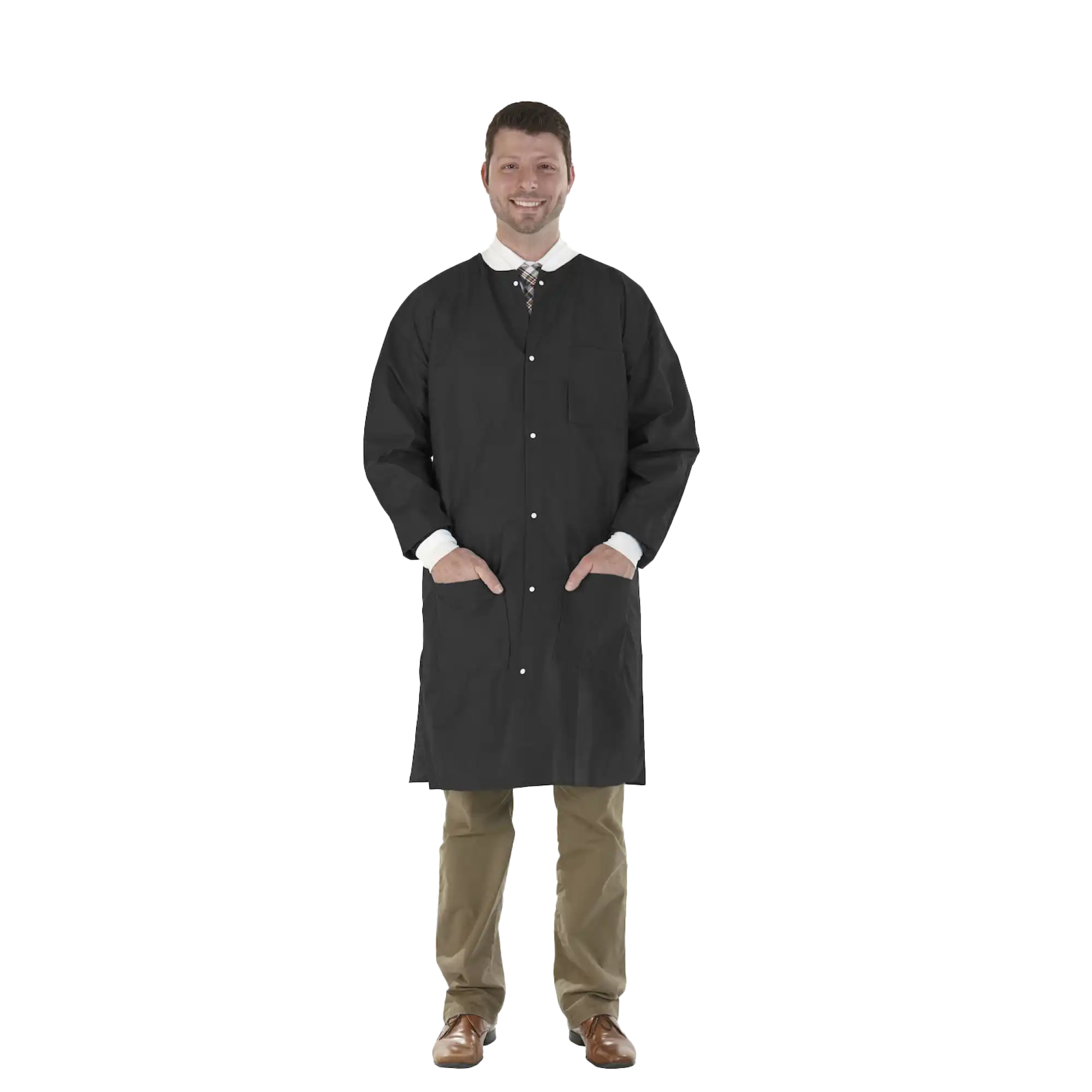 Medicom - SafeWear Hi-Perform Lab Coat Black Small 12/Pk