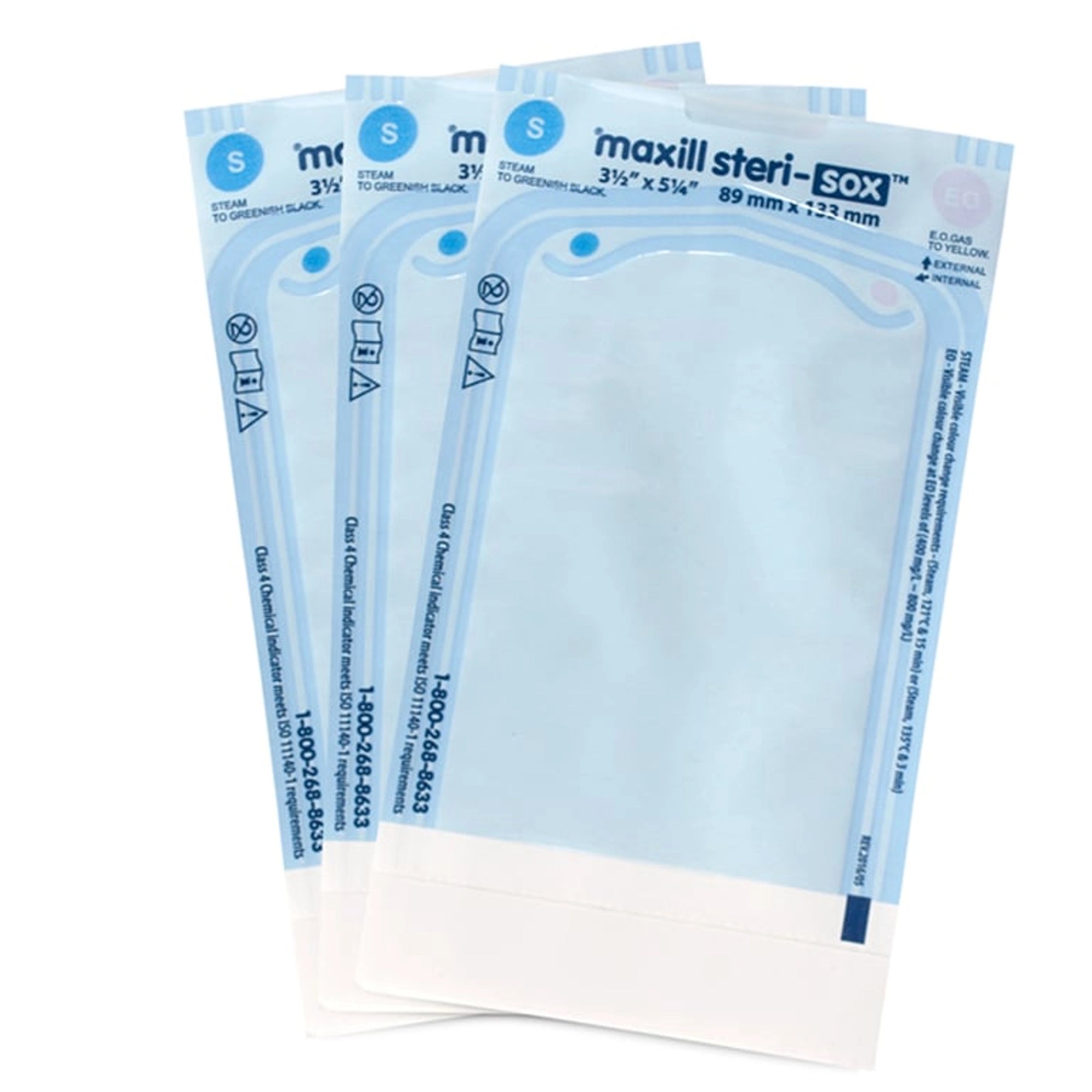 Maxill - Steri-Sox Self Sealing Sterilization Pouches, 3.5"x5.25", 200/Box.