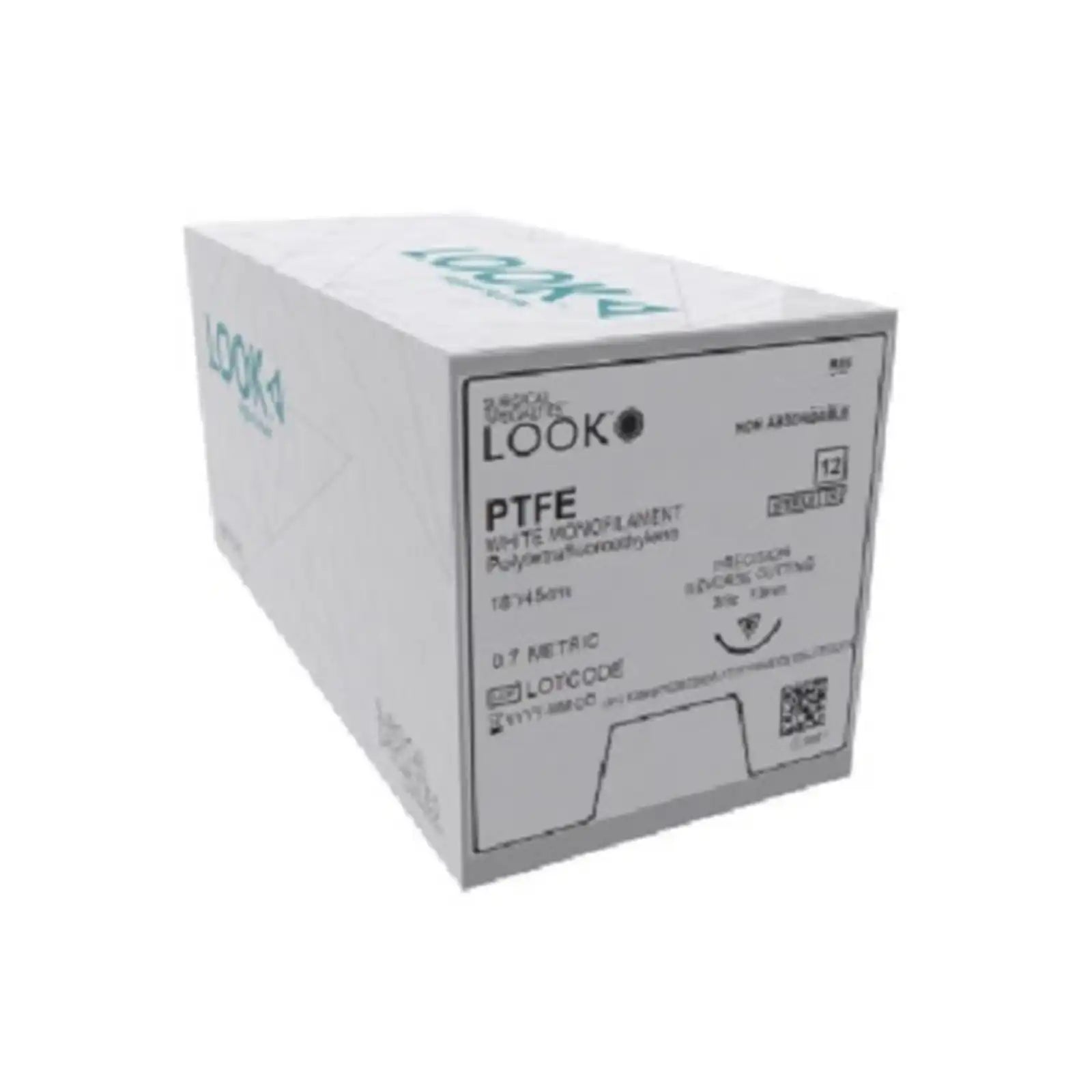 Look Sutures - PTFE, 4-0, Undyed, 14'', T22, 1/2 Circle Taper Point 13mm