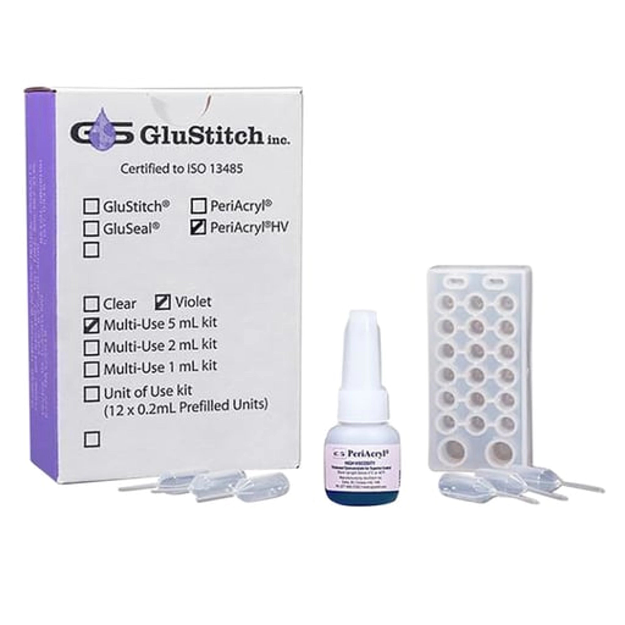 PeriAcryl Periodontal Tissue Adhesive, Violet, Regular Viscosity, 5 mL Bottle, 50 Applicators & ...