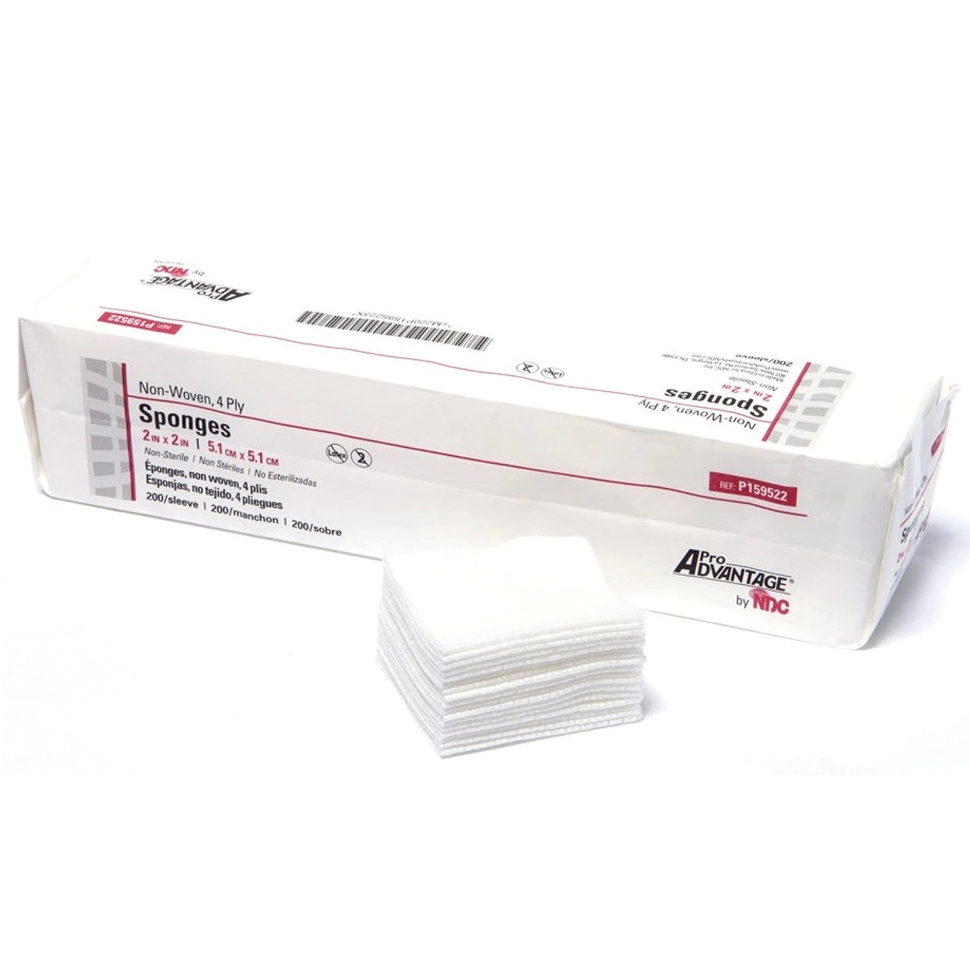 ProAdvantage - 2' x 2' 4 Ply Non-Sterile, Non-Woven Gauze Sponge, case of 4000