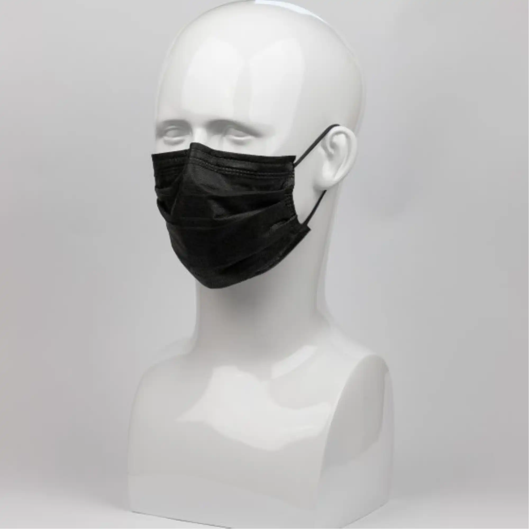 Premium Plus - Earloop Face Mask Black 50 Masks/box Ultra Sensitive Non-Irritating - 2288-Black