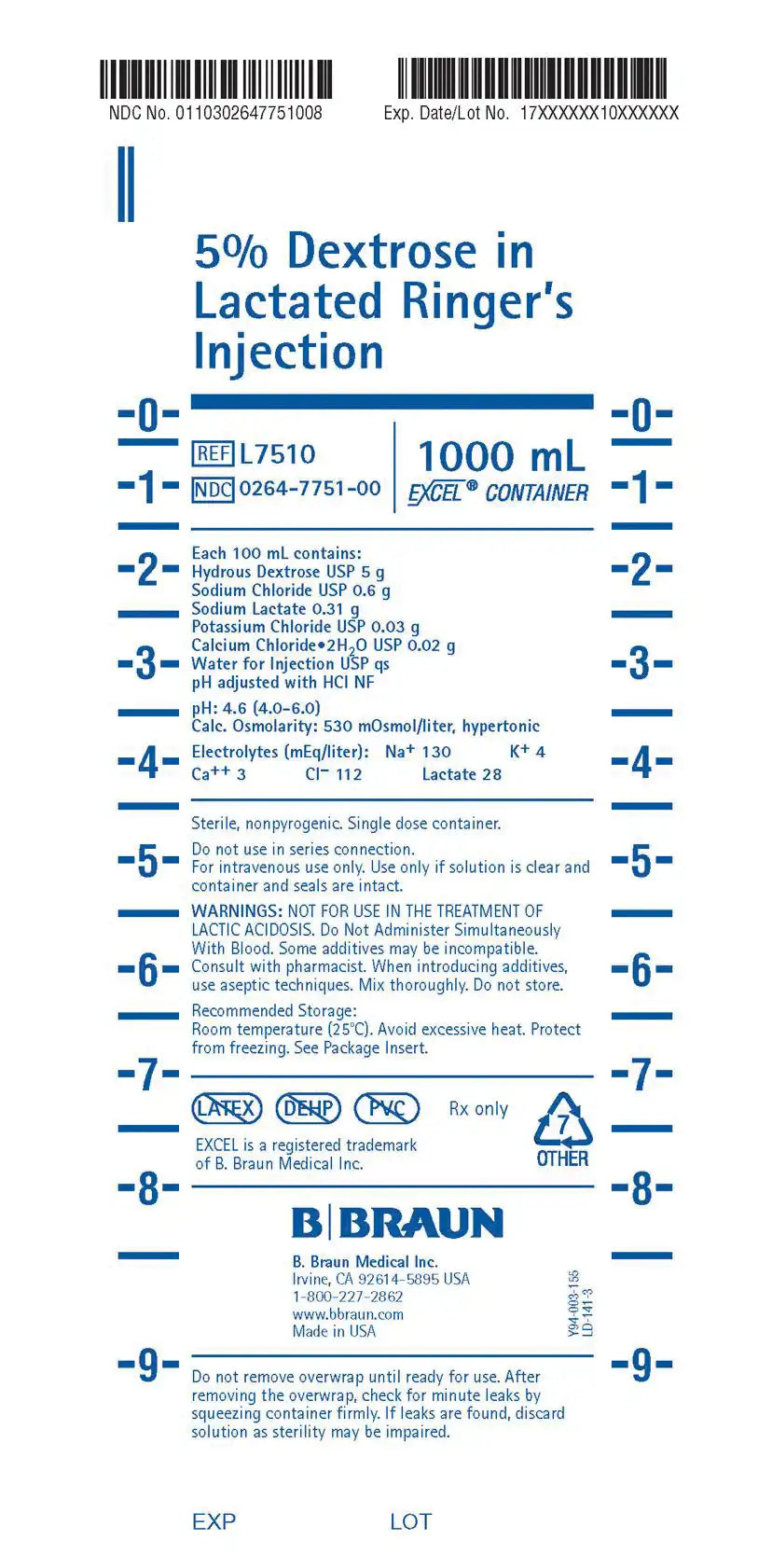 5% Dextrose in Lactated Ringer's Injection 1000mL