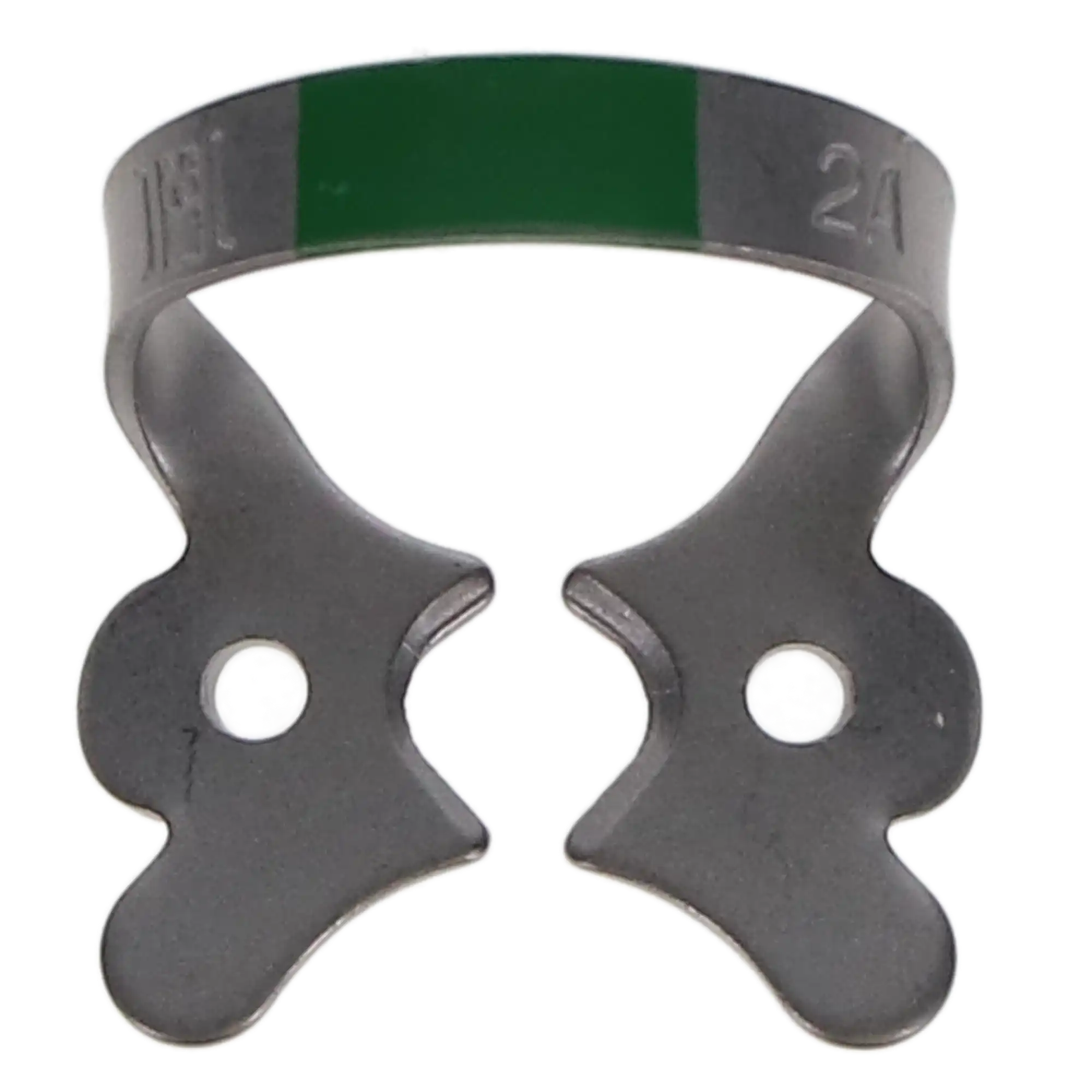 Coltene - Hygenic Fiesta Color Coded Clamps. #2A (green) winged metal dam clamp